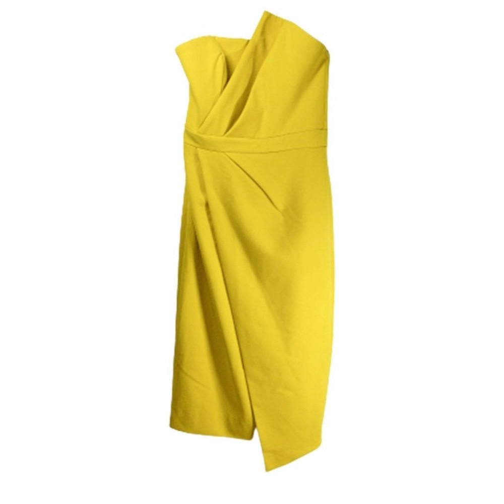 COPY - COPY - House of Cb yellow Asymmetric structure dress